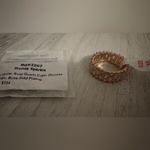 NWT Bomb Party Styling Sparkle Rose Quartz Cubic Zirc Rose  Gold Sz10